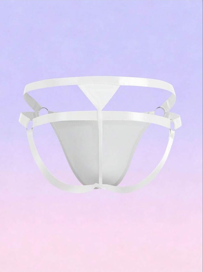 Men's Solid Color Ring Connected Hollow Sexy Briefs Underwear